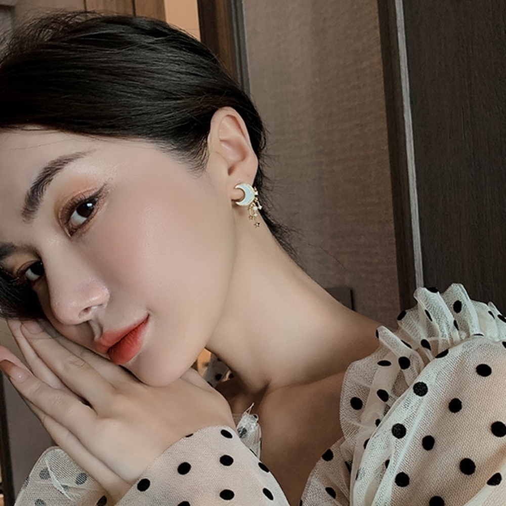 *ALYDA* Gold x Rhinestone Star Shaped Fashion Stud Earrings - Picture 5 of 5